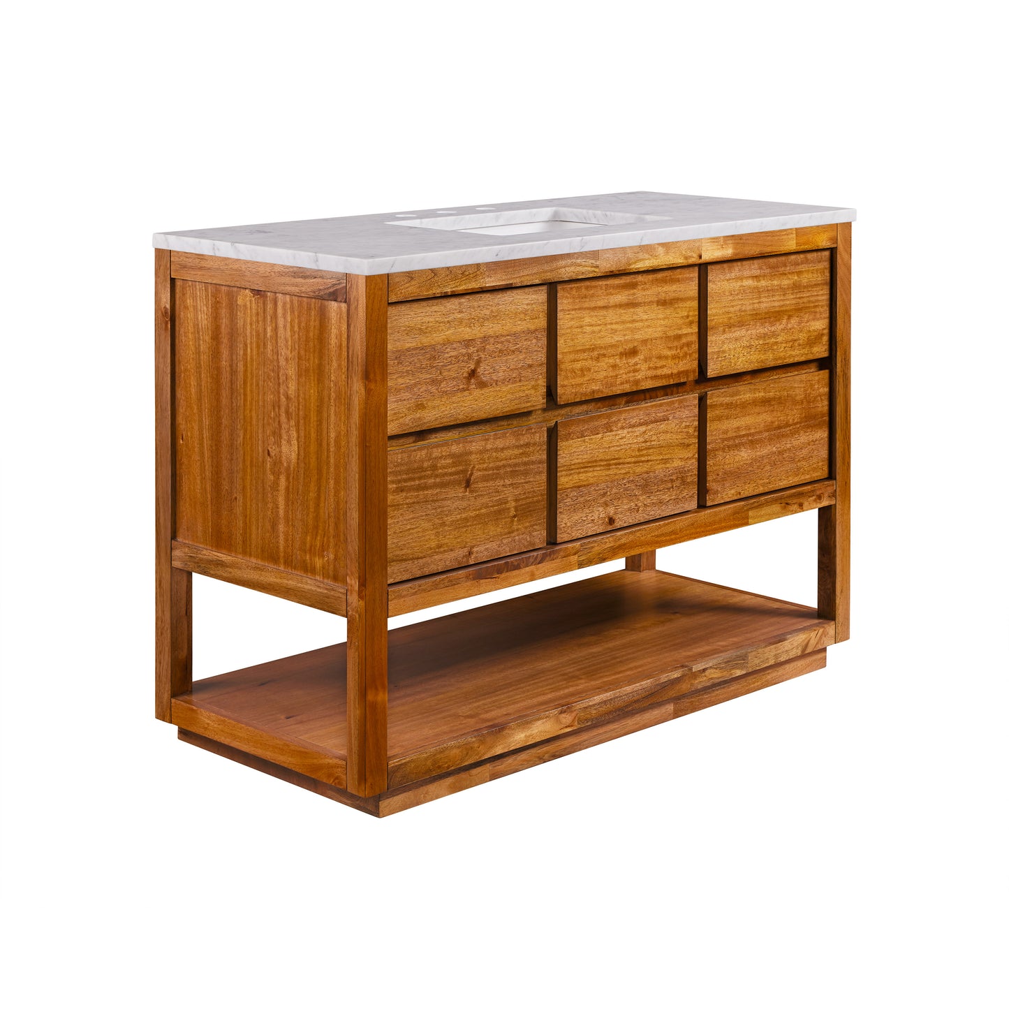 Oakman 48 in. x 34.3 in. H Single Sink Bath Vanity in Mango Wood with White Marble Top and White Basin | Water Creation