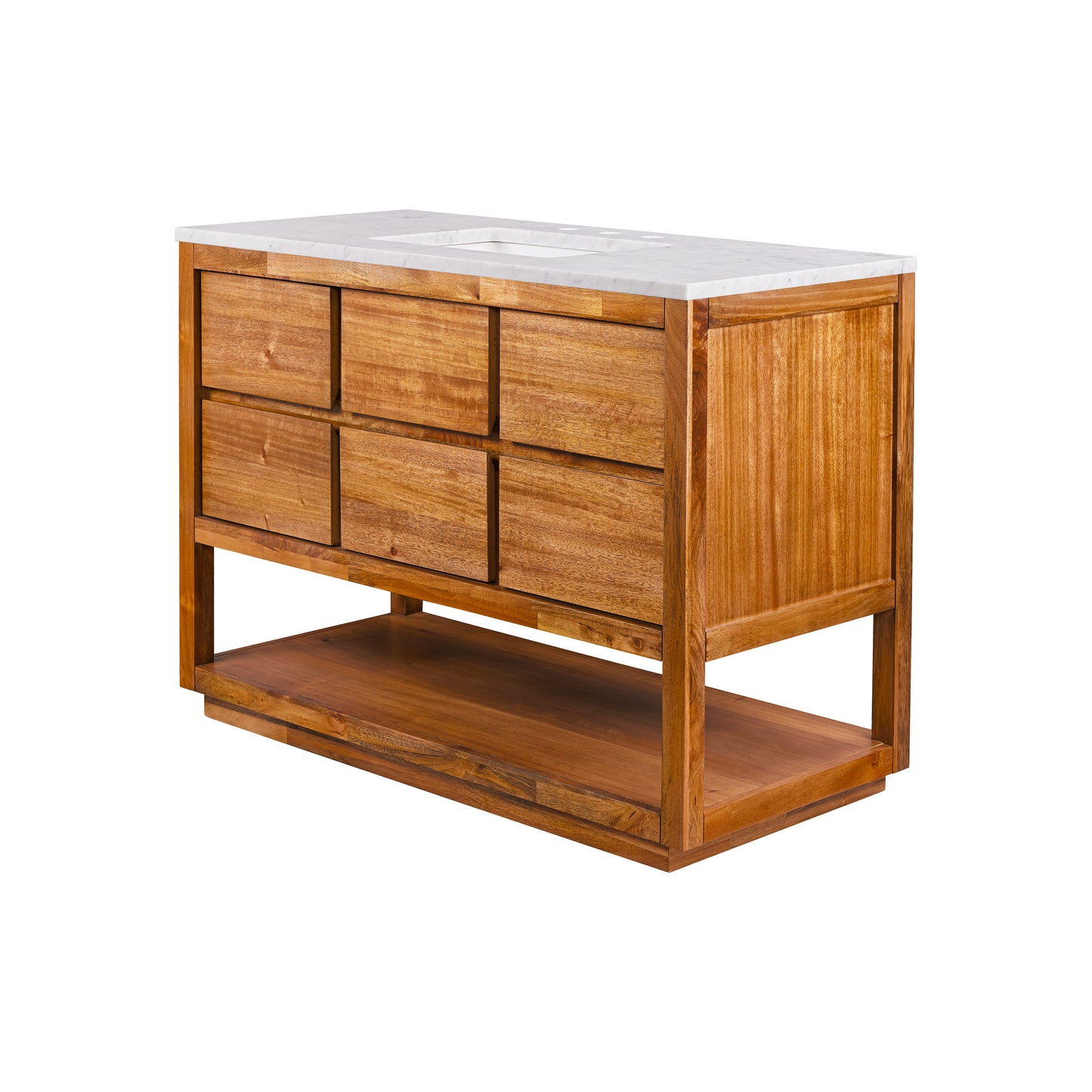 Oakman 48 in. x 34.3 in. H Single Sink Bath Vanity in Mango Wood with White Marble Top and White Basin | Water Creation