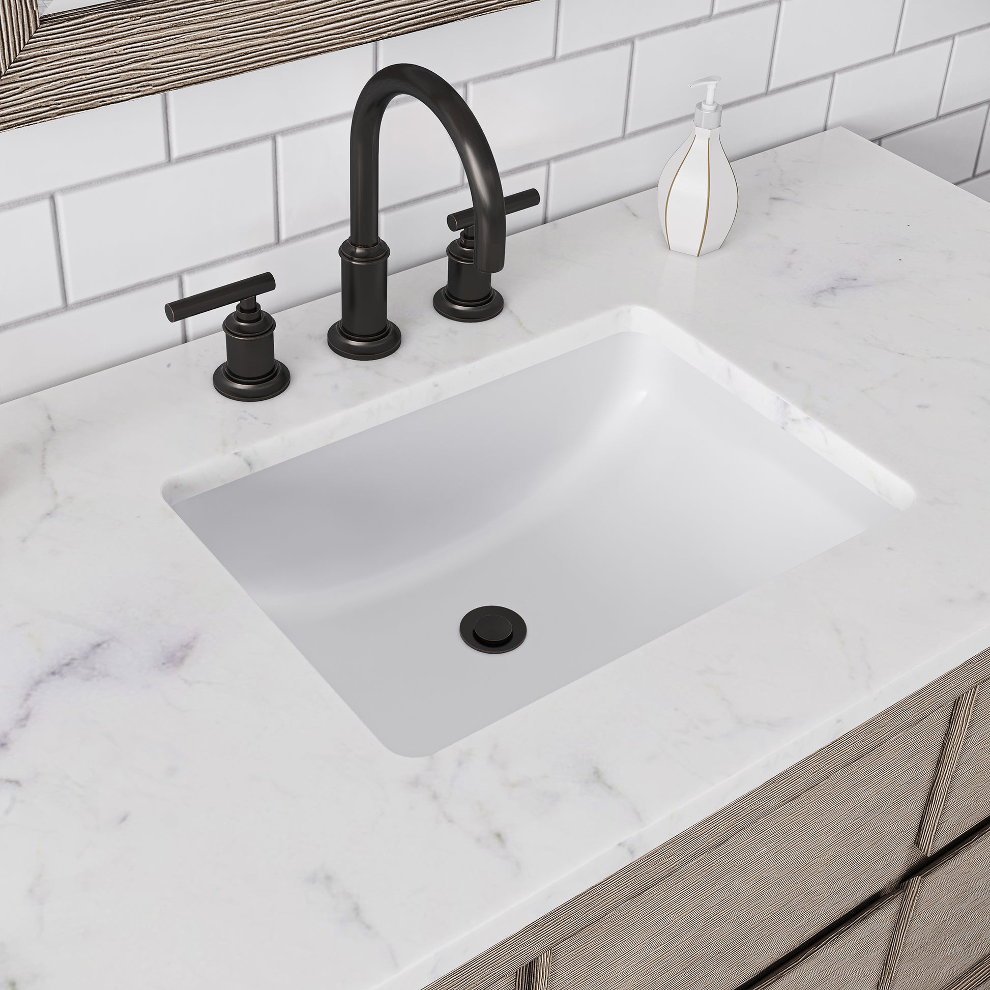 Oakman 72 in. x34.3 in. H Bath Vanity in Grey Oak with Marble Top with White Basin | Water Creation
