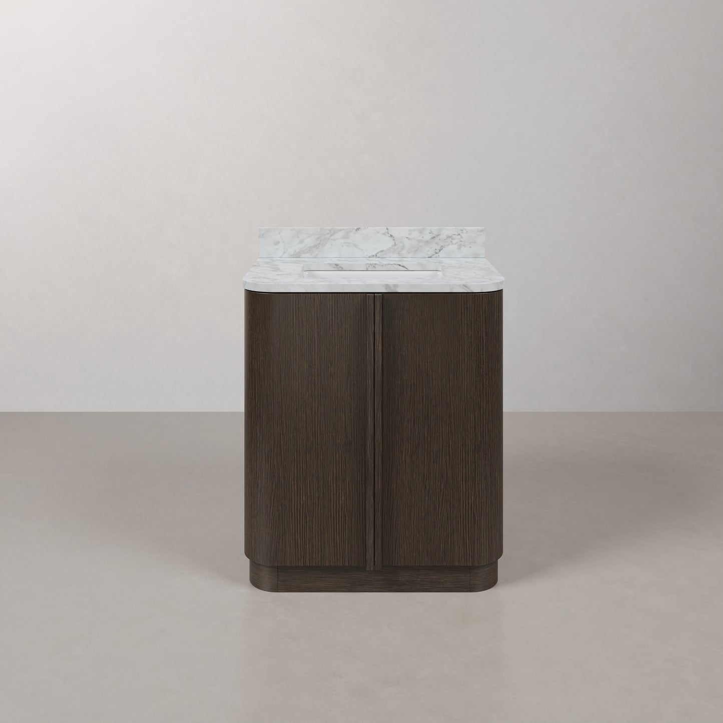 Oxford 30in Single Sink Freestanding Charcoal Oak Bath Vanity with Carrara White Marble Top Pre-Assembled | Water Creation