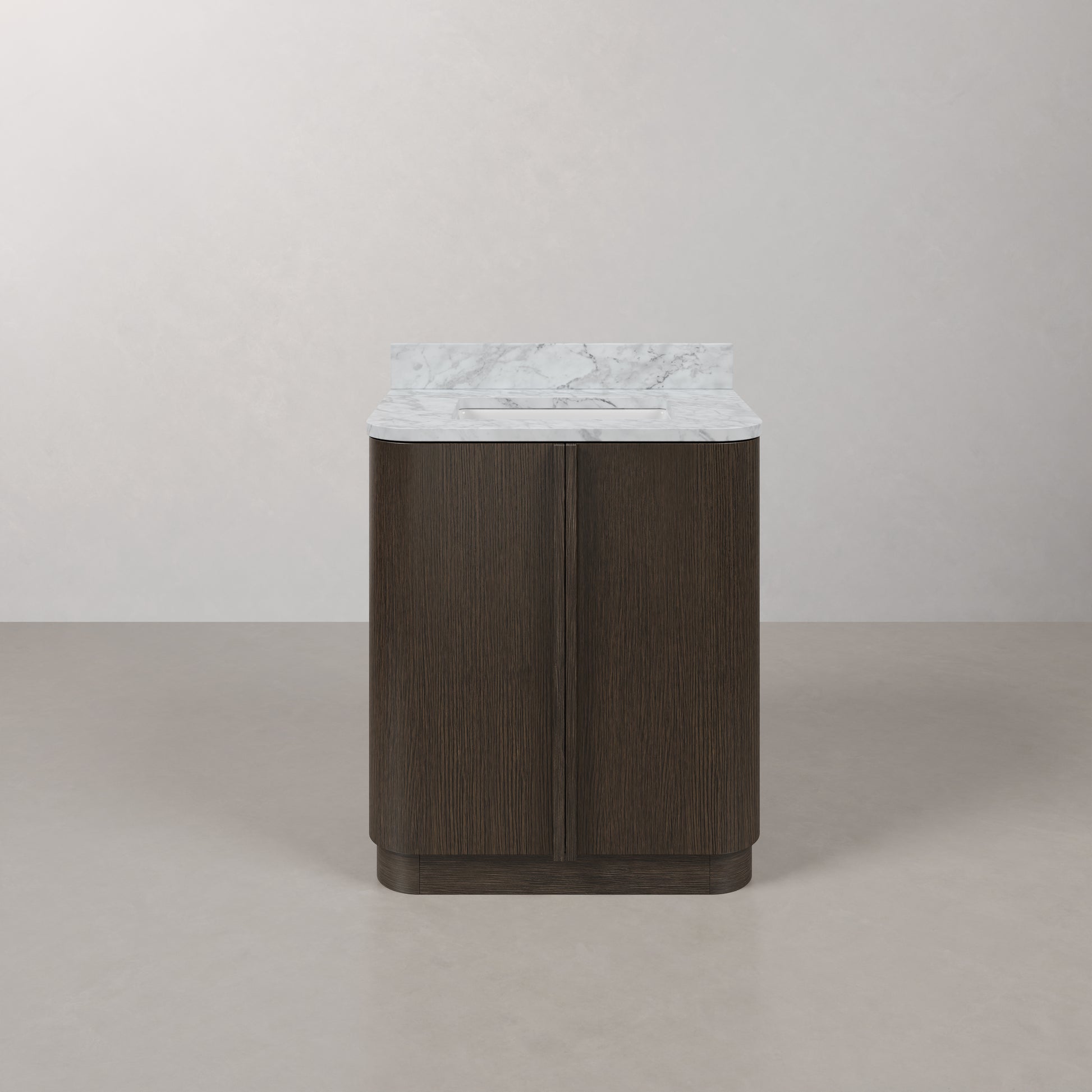 Oxford 30in Single Sink Freestanding Charcoal Oak Bath Vanity with Carrara White Marble Top Pre-Assembled | Water Creation