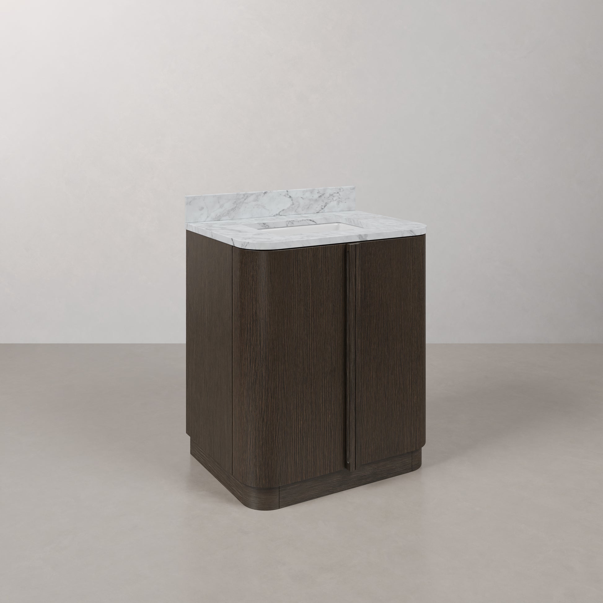 Oxford 30in Single Sink Freestanding Charcoal Oak Bath Vanity with Carrara White Marble Top Pre-Assembled | Water Creation