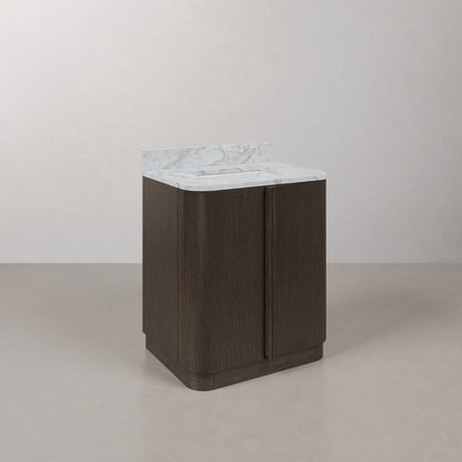 Oxford 30in Single Sink Freestanding Charcoal Oak Bath Vanity with Carrara White Marble Top Pre-Assembled | Water Creation
