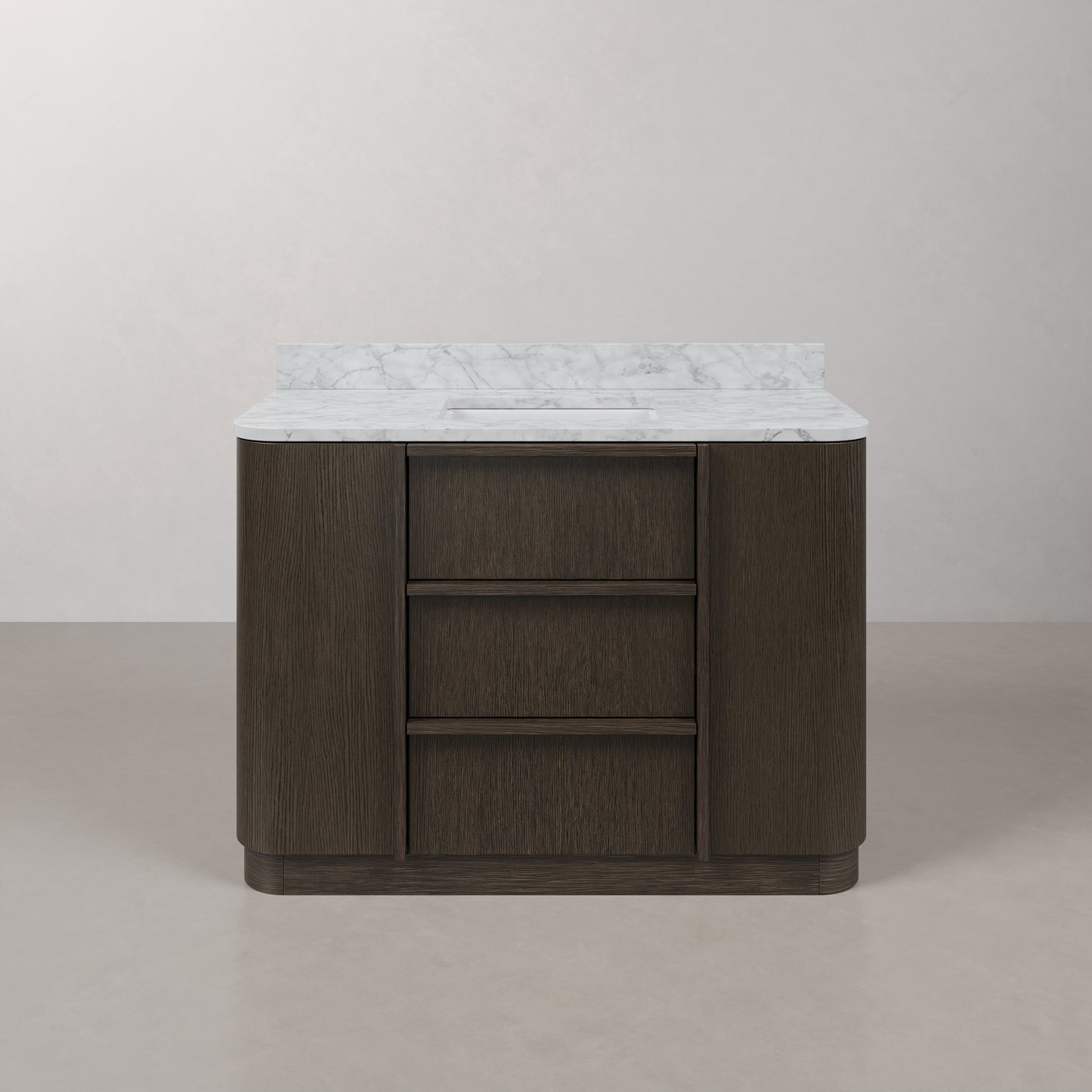 Oxford 48in Single Sink Freestanding Charcoal Oak Bath Vanity with Carrara White Marble Top Pre-Assembled | Water Creation