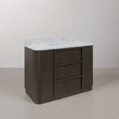 Oxford 48in Single Sink Freestanding Charcoal Oak Bath Vanity with Carrara White Marble Top Pre-Assembled | Water Creation