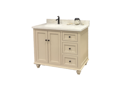 Trusty Wood Ocean City Bathroom Vanity 42" with Two Doors and Three Drawers Left