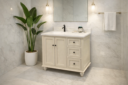 Trusty Wood Ocean City Bathroom Vanity 42" with Two Doors and Three Drawers Left