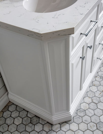 Palace 60 in. W Bath Vanity in Pure White with Quartz Vanity Top with White Basin | Water Creation