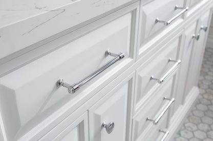 Palace 60 in. W Bath Vanity in Pure White with Quartz Vanity Top with White Basin | Water Creation