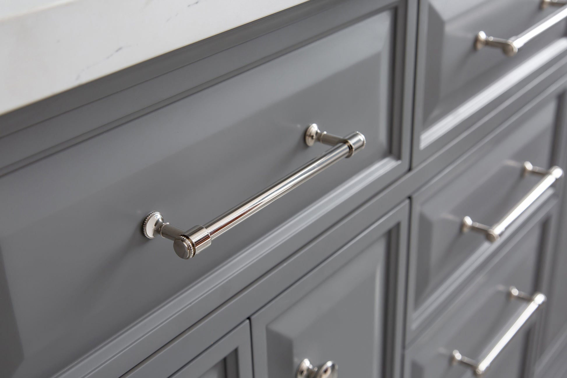 Palace 60 in. W Bath Vanity in Cashmere Grey with Quartz Vanity Top with White Basin | Water Creation