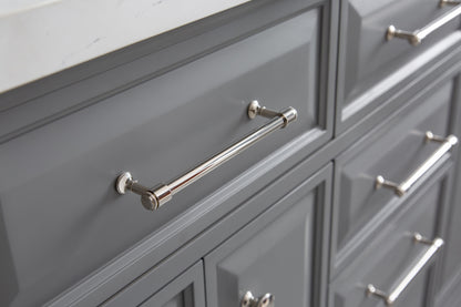 Palace 60 in. W Bath Vanity in Cashmere Grey with Quartz Vanity Top with White Basin | Water Creation