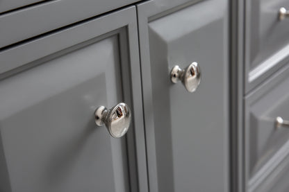 Palace 60 in. W Bath Vanity in Cashmere Grey with Quartz Vanity Top with White Basin | Water Creation