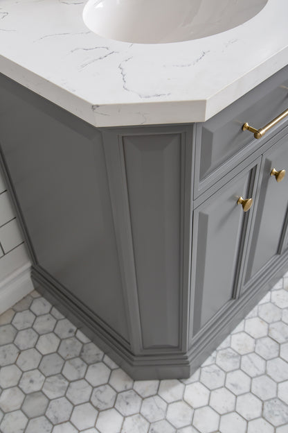 Palace 60 in. W Bath Vanity in Cashmere Grey with Quartz Vanity Top with White Basin | Water Creation