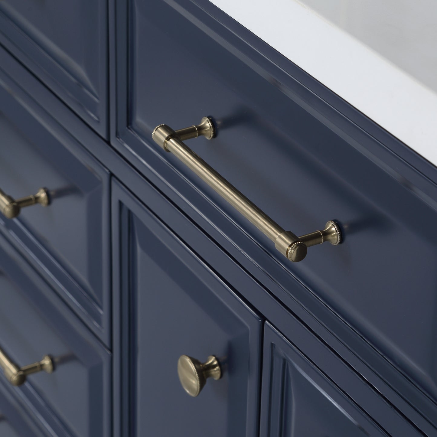 Palace 60 in. Vanity in Monarch Blue with Quartz Vanity Top in White with White Basins | Water Creation