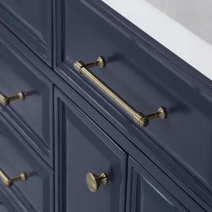 Palace 60 in. Vanity in Monarch Blue with Quartz Vanity Top in White with White Basins | Water Creation