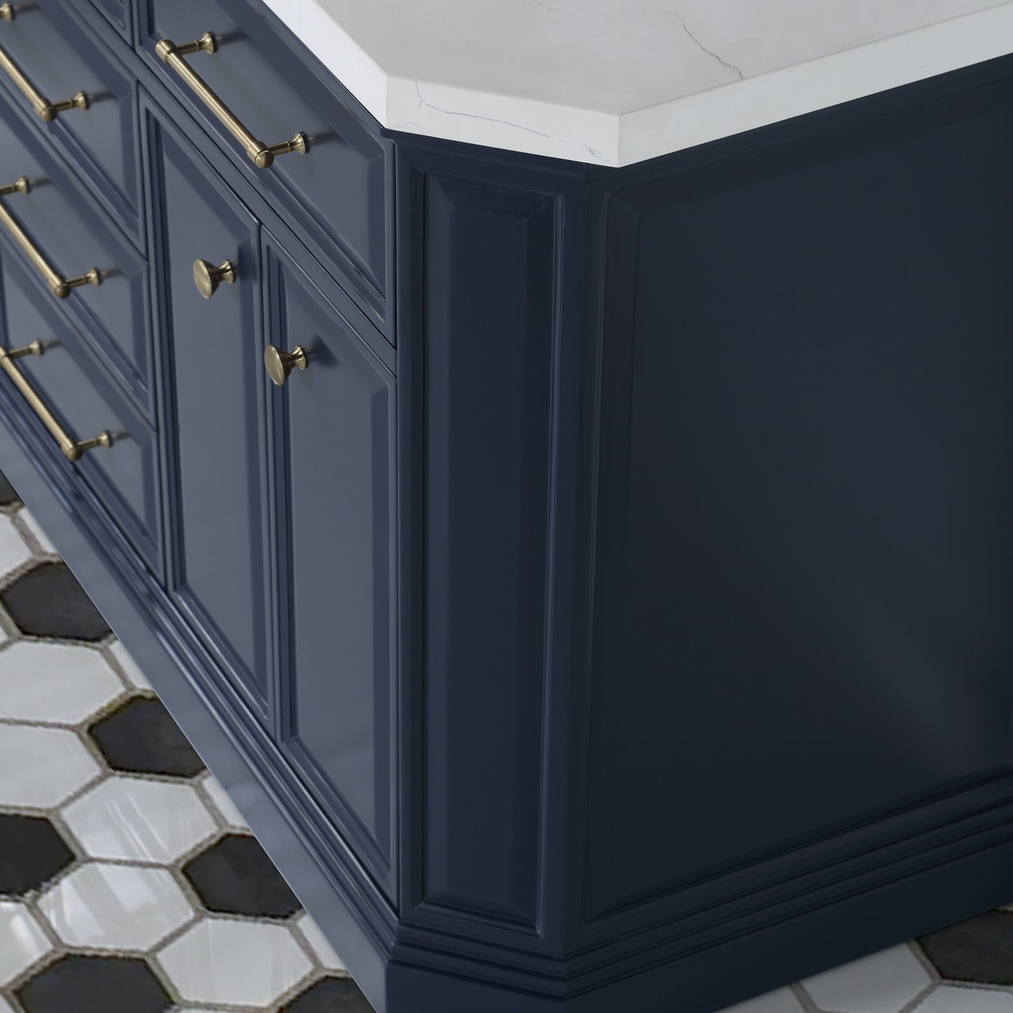 Palace 60 in. Vanity in Monarch Blue with Quartz Vanity Top in White with White Basins | Water Creation
