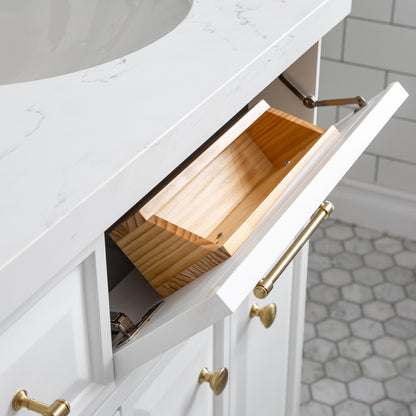 Palace 60 in. W Bath Vanity in Pure White with Quartz Vanity Top with White Basin | Water Creation