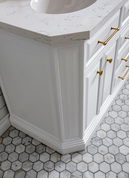 Palace 60 in. W Bath Vanity in Pure White with Quartz Vanity Top with White Basin | Water Creation