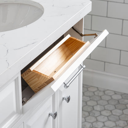 Palace 72 in. W Bath Vanity in Pure White with Quartz Vanity Top with White Basin | Water Creation