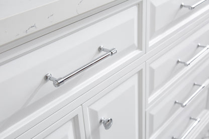 Palace 72 in. W Bath Vanity in Pure White with Quartz Vanity Top with White Basin | Water Creation