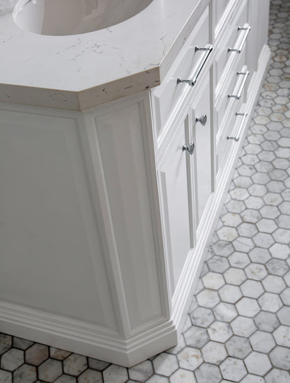 Palace 72 in. W Bath Vanity in Pure White with Quartz Vanity Top with White Basin | Water Creation
