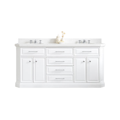 Palace 72 in. W Bath Vanity in Pure White with Quartz Vanity Top with White Basin | Water Creation