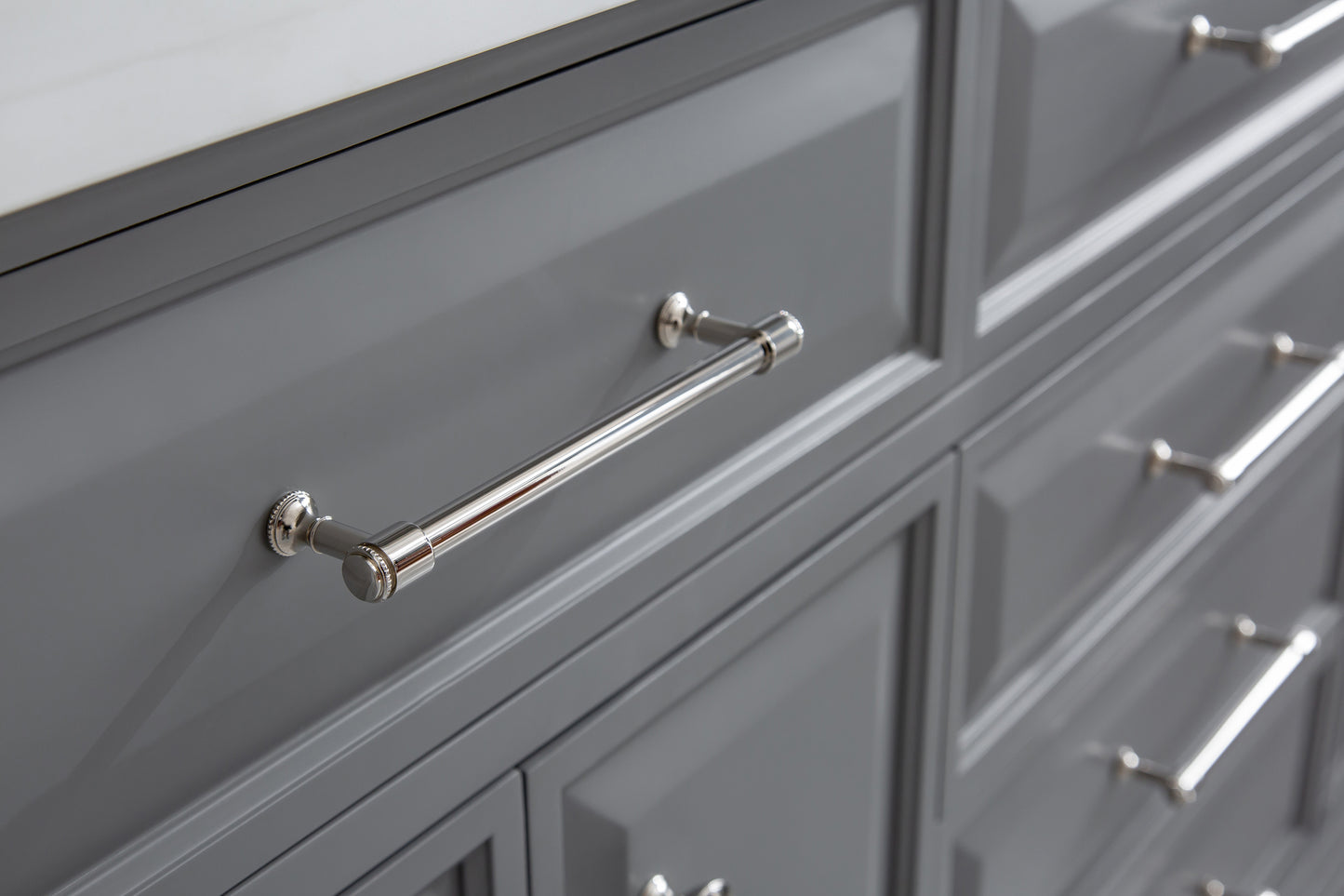 Palace 72 in. W Bath Vanity in Cashmere Grey with Quartz Vanity Top with White Basin | Water Creation
