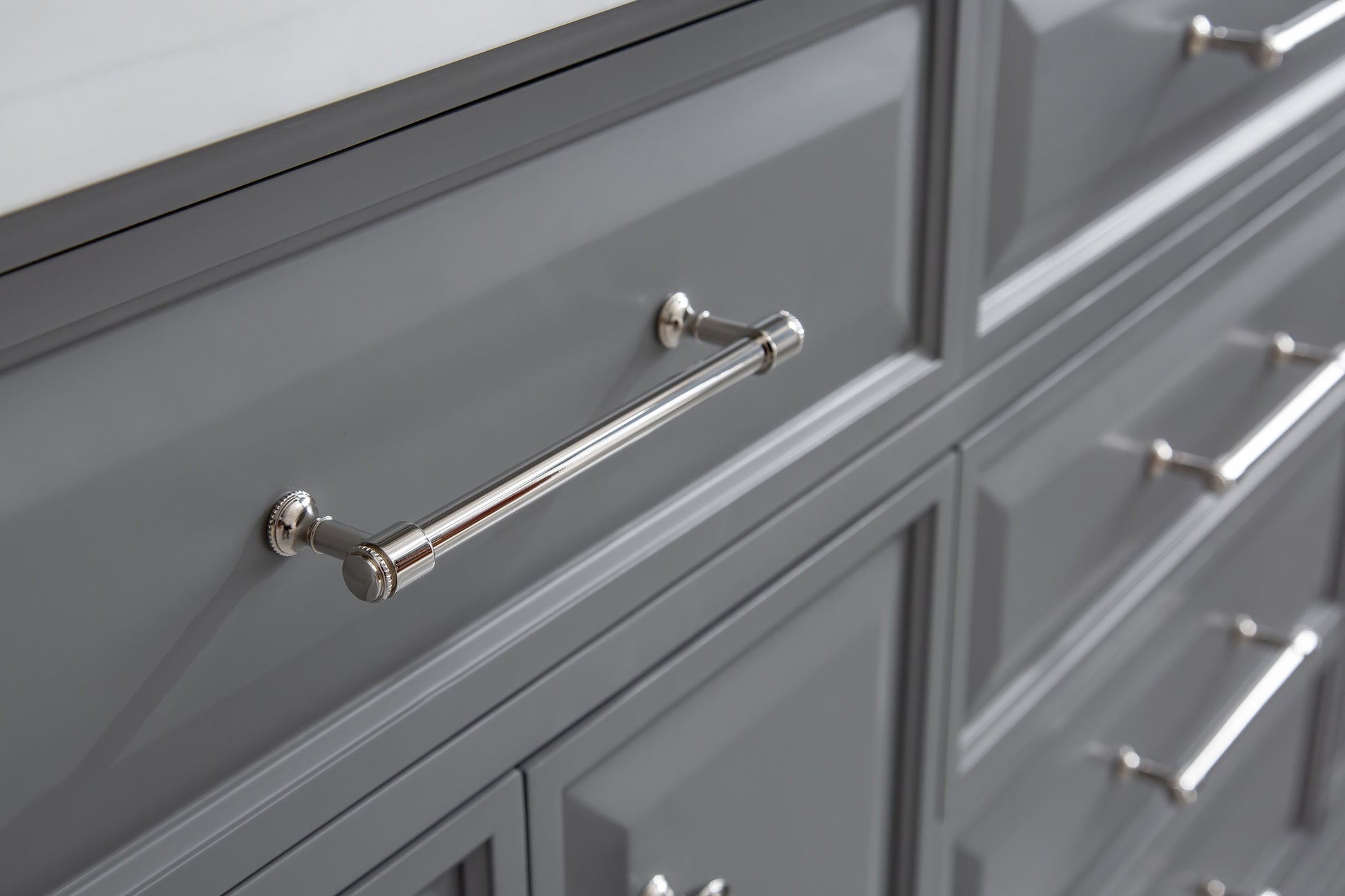 Palace 72 in. W Bath Vanity in Cashmere Grey with Quartz Vanity Top with White Basin | Water Creation