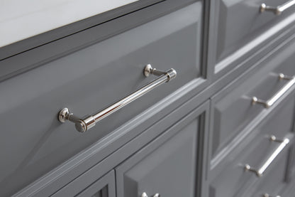 Palace 72 in. W Bath Vanity in Cashmere Grey with Quartz Vanity Top with White Basin | Water Creation