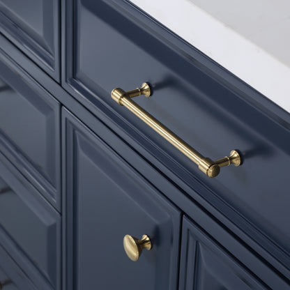 Palace 72 in. Vanity in Monarch Blue with Quartz Vanity Top in White with White Basins | Water Creation