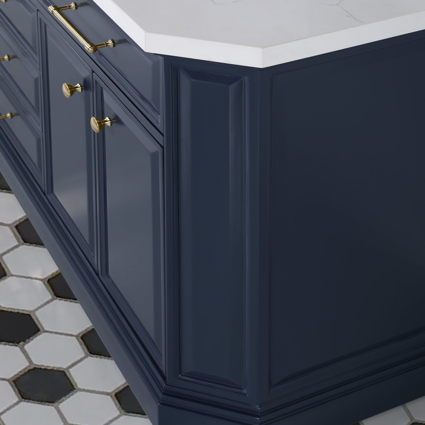 Palace 72 in. Vanity in Monarch Blue with Quartz Vanity Top in White with White Basins | Water Creation