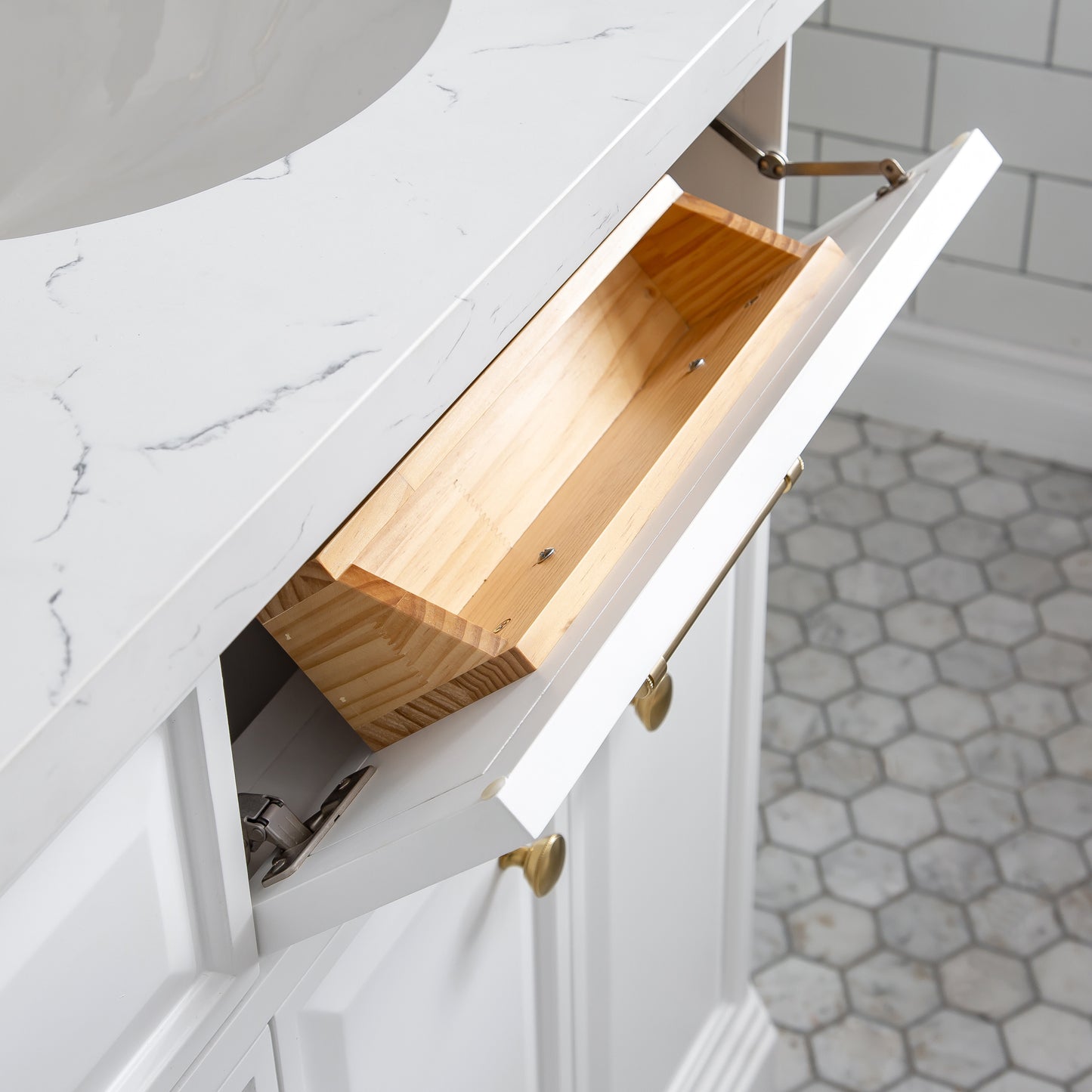 Palace 72 in. W Bath Vanity in Pure White with Quartz Vanity Top with White Basin | Water Creation
