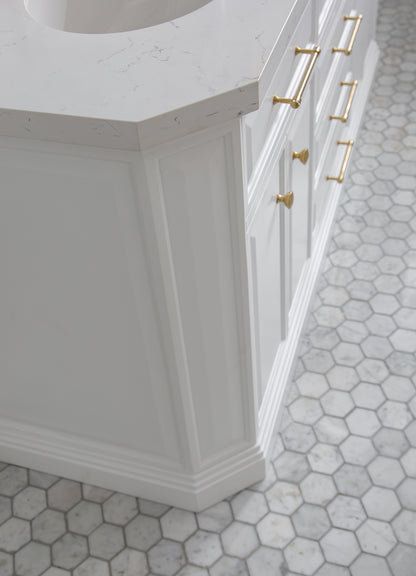 Palace 72 in. W Bath Vanity in Pure White with Quartz Vanity Top with White Basin | Water Creation