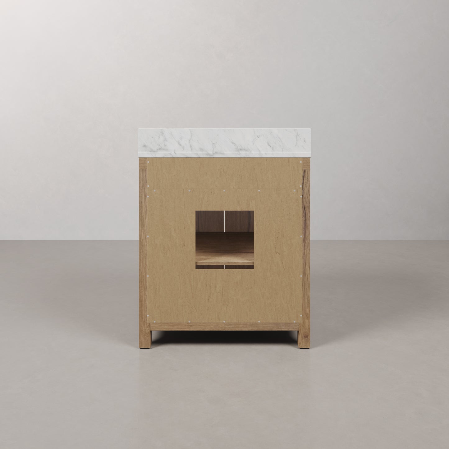 Perris 30 in. Single Sink Bath Vanity in Weathered Oak with Carrara White Engineered Stone Top | Water Creation