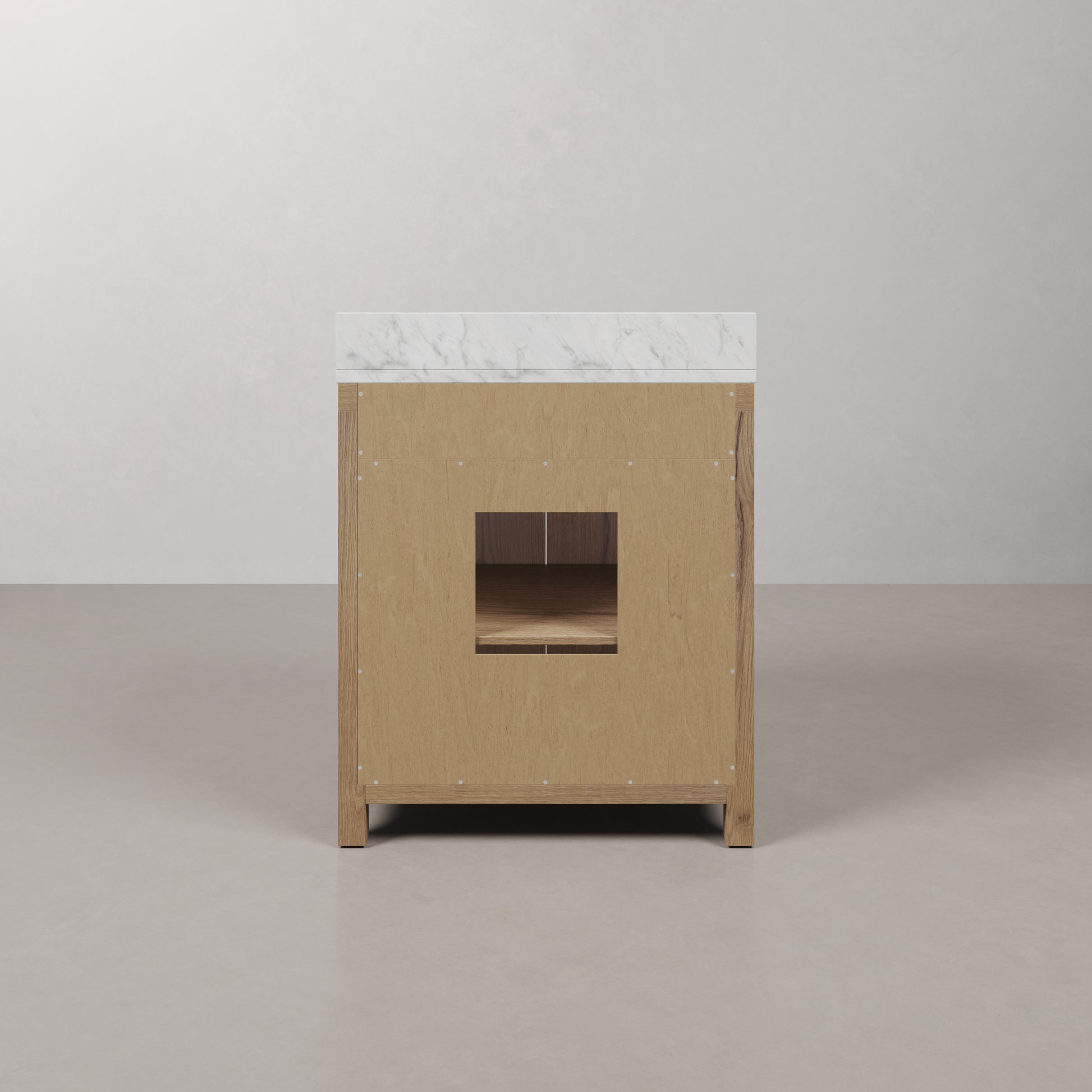 Perris 30 in. Single Sink Bath Vanity in Weathered Oak with Carrara White Engineered Stone Top | Water Creation