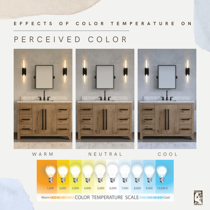 Perris 48 in. Single Sink Bath Vanity in Weathered Oak with Carrara White Engineered Stone Top | Water Creation