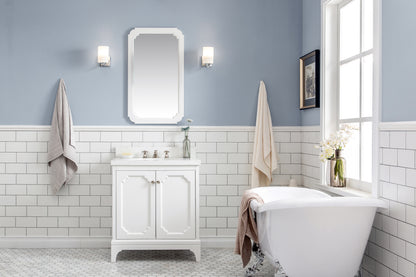 Queen Collection 30 in. Bathroom Vanity in Pure White With Vanity Top in Quartz Carrara - Vanity Only | Water Creation