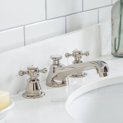 Queen 48 in. Pure White With Quartz Carrara Vanity Top With Ceramics White Basins | Water Creation