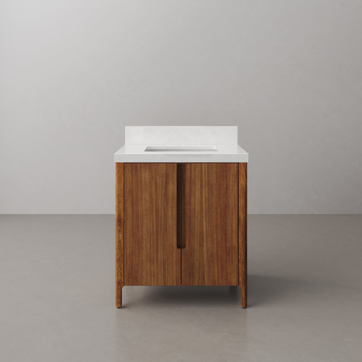 Sequoia 30 in. x 34.4 in. H Single Sink Bath Vanity in Mango Wood With White Brook Quartz Top | Water Creation