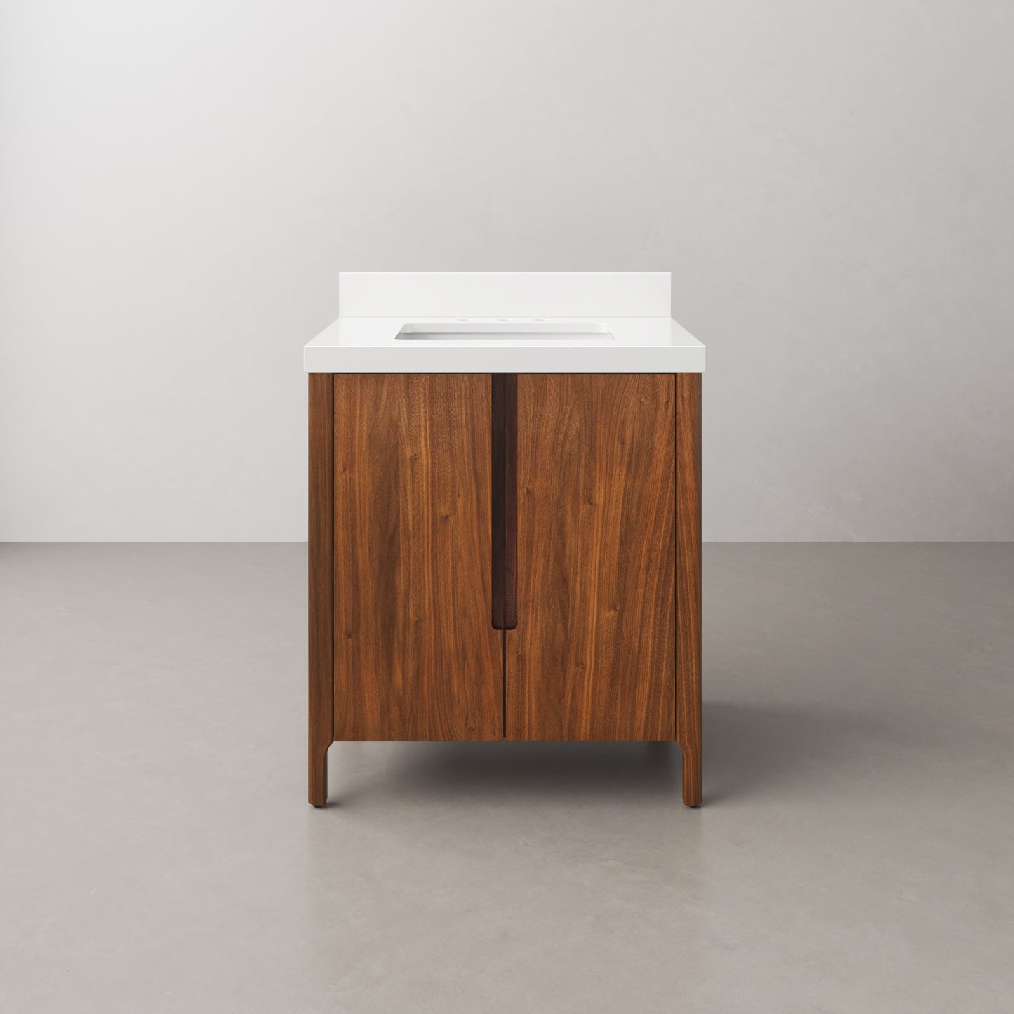 Sequoia 30 in. x 34.4 in. H Single Sink Bath Vanity in Noir Juglans with Whitebrook Quartz Top | Water Creation
