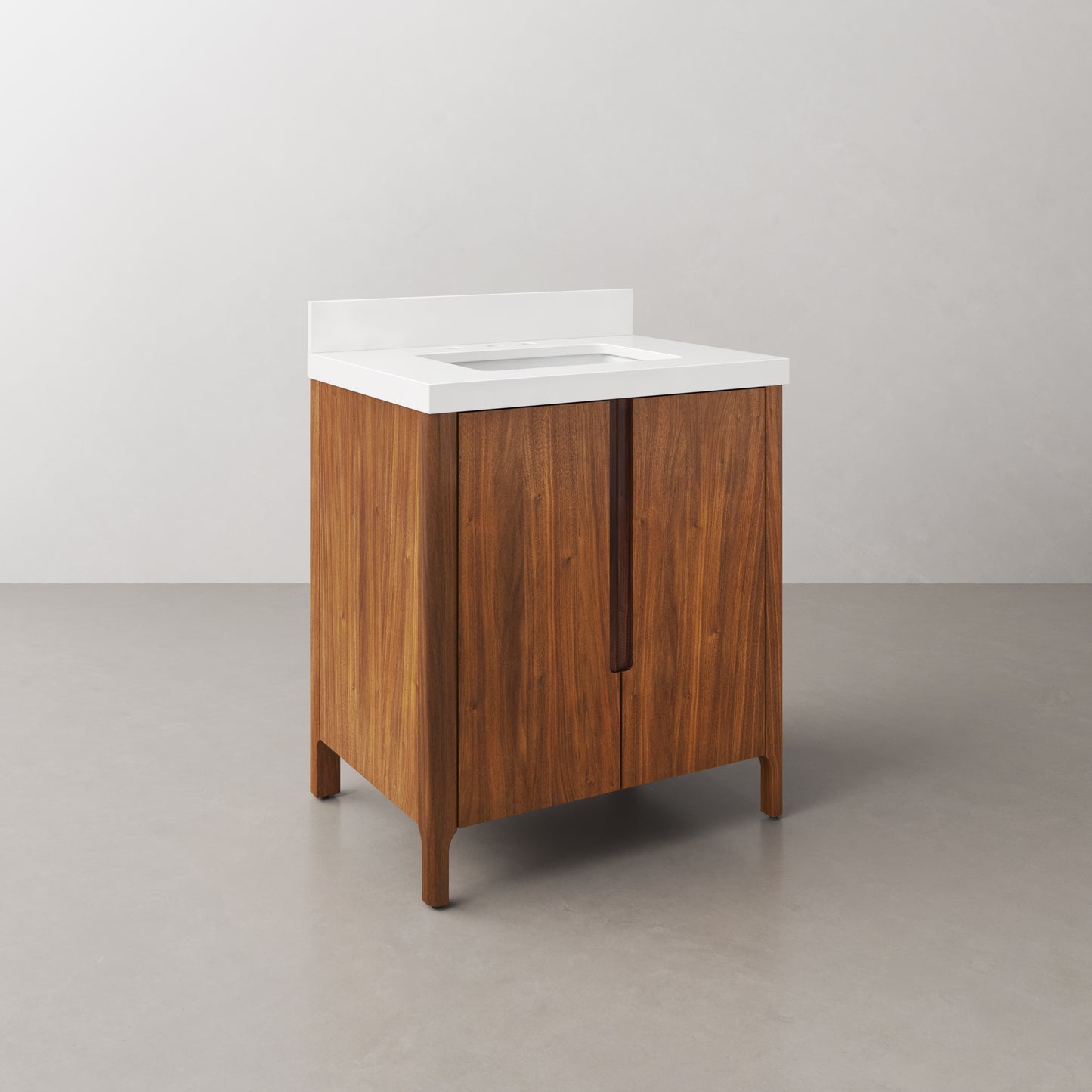 Sequoia 30 in. x 34.4 in. H Single Sink Bath Vanity in Noir Juglans with Whitebrook Quartz Top | Water Creation