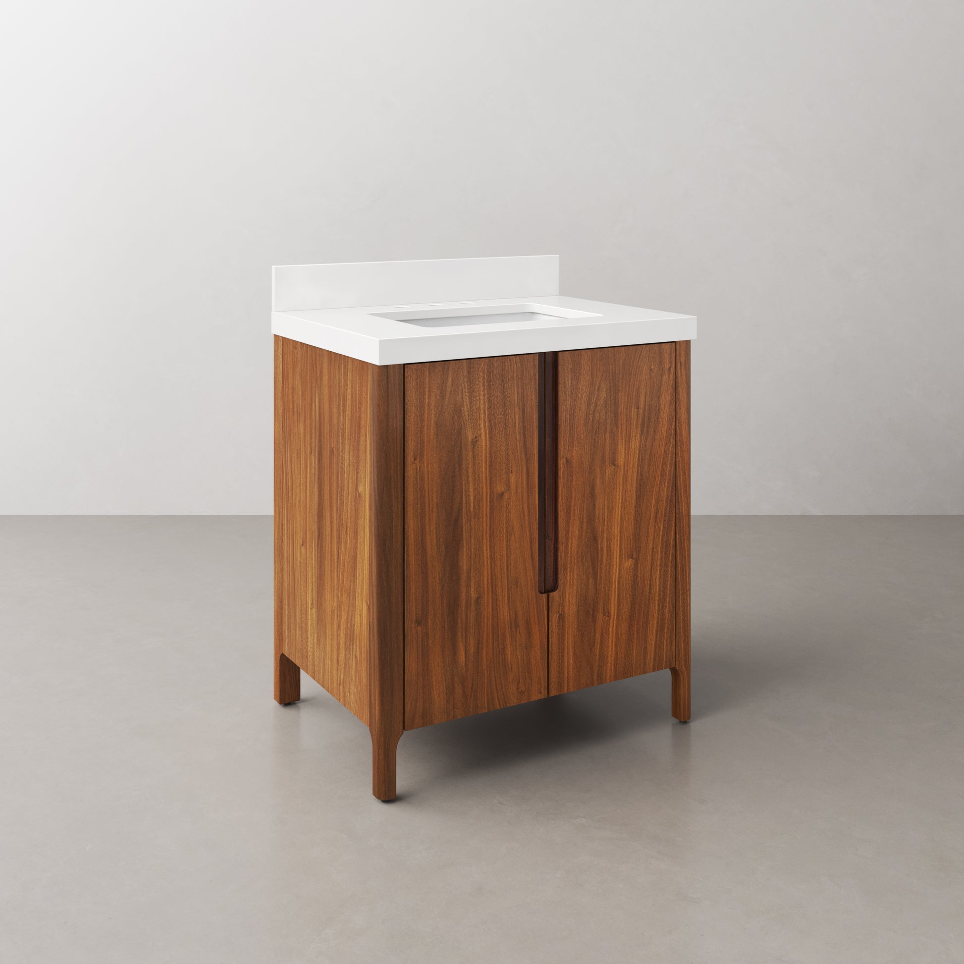 Sequoia 30 in. x 34.4 in. H Single Sink Bath Vanity in Noir Juglans with Whitebrook Quartz Top | Water Creation