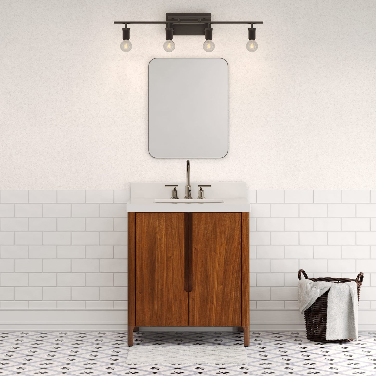Sequoia 30 in. x 34.4 in. H Single Sink Bath Vanity in Noir Juglans with Whitebrook Quartz Top | Water Creation