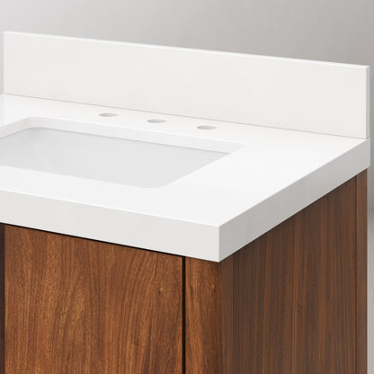 Sequoia 30 in. x 34.4 in. H Single Sink Bath Vanity in Noir Juglans with Whitebrook Quartz Top | Water Creation
