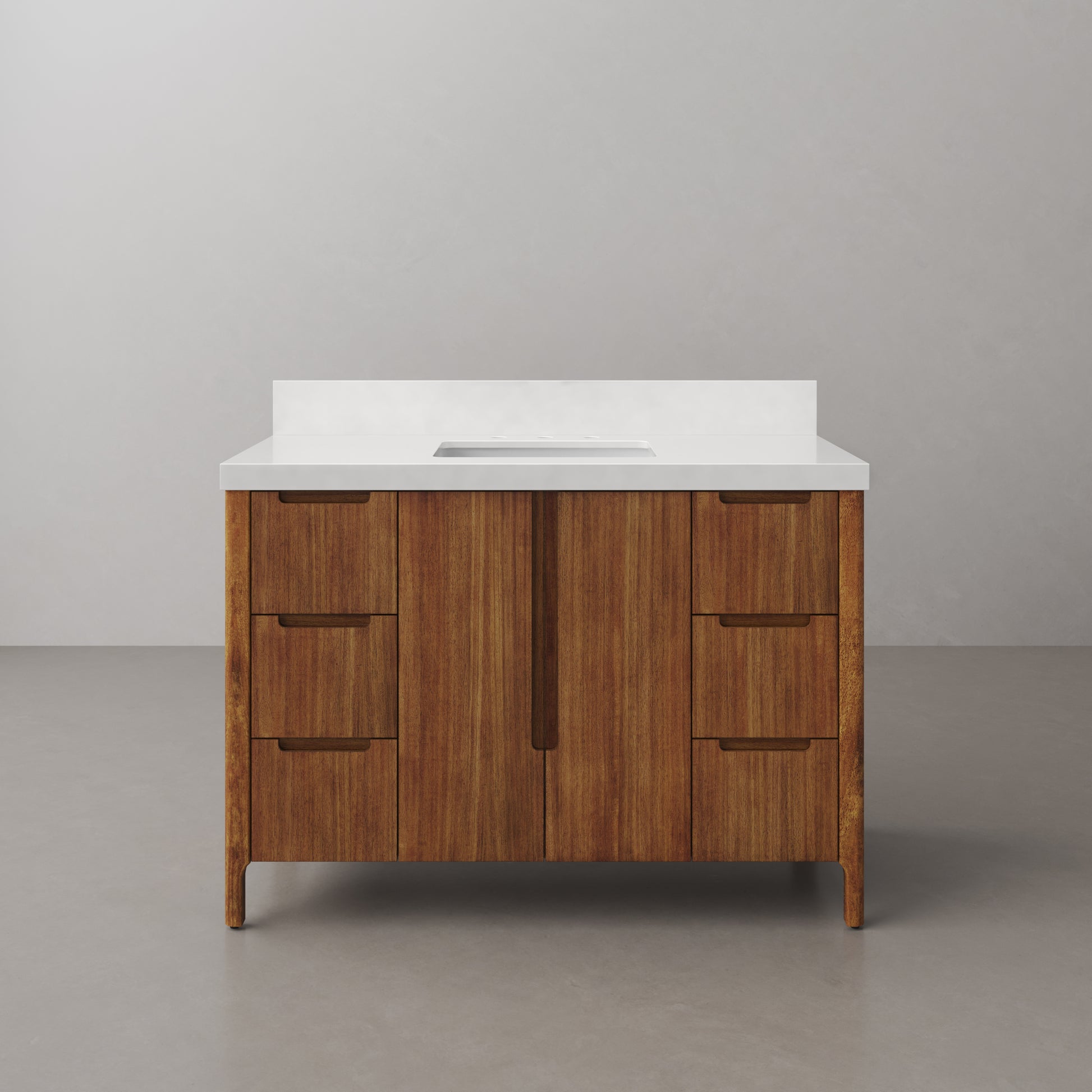 Sequoia 48 In. x 34.4 in. H Single Sink Bath Vanity in Mango Wood With White Quartz Top | Water Creation