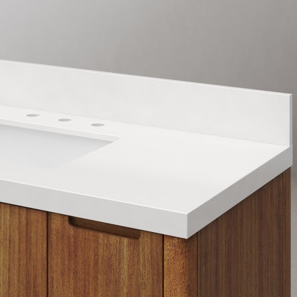 Sequoia 48 In. x 34.4 in. H Single Sink Bath Vanity in Mango Wood With White Quartz Top | Water Creation