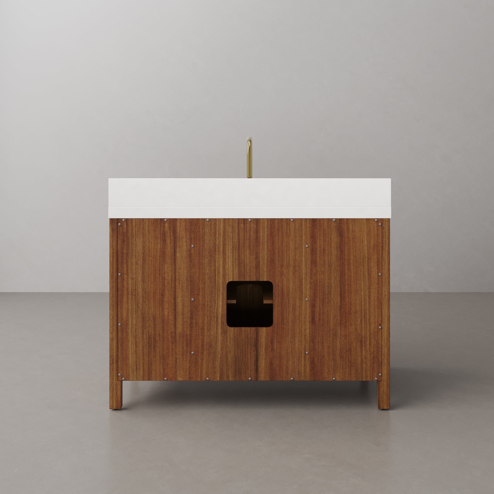 Sequoia 48 In. x 34.4 in. H Single Sink Bath Vanity in Mango Wood With White Quartz Top | Water Creation
