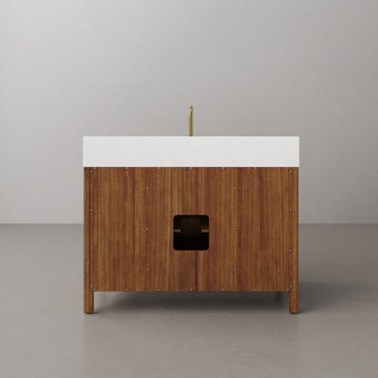 Sequoia 48 In. x 34.4 in. H Single Sink Bath Vanity in Mango Wood With White Quartz Top | Water Creation
