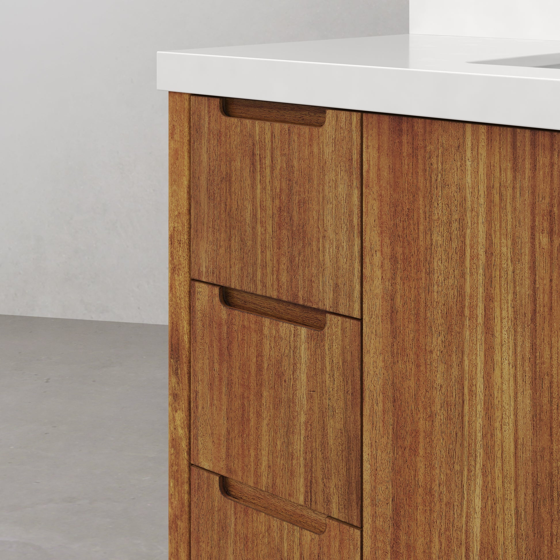 Sequoia 48 In. x 34.4 in. H Single Sink Bath Vanity in Mango Wood With White Quartz Top | Water Creation