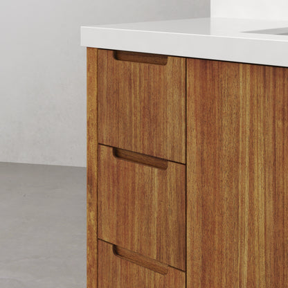 Sequoia 48 In. x 34.4 in. H Single Sink Bath Vanity in Mango Wood With White Quartz Top | Water Creation